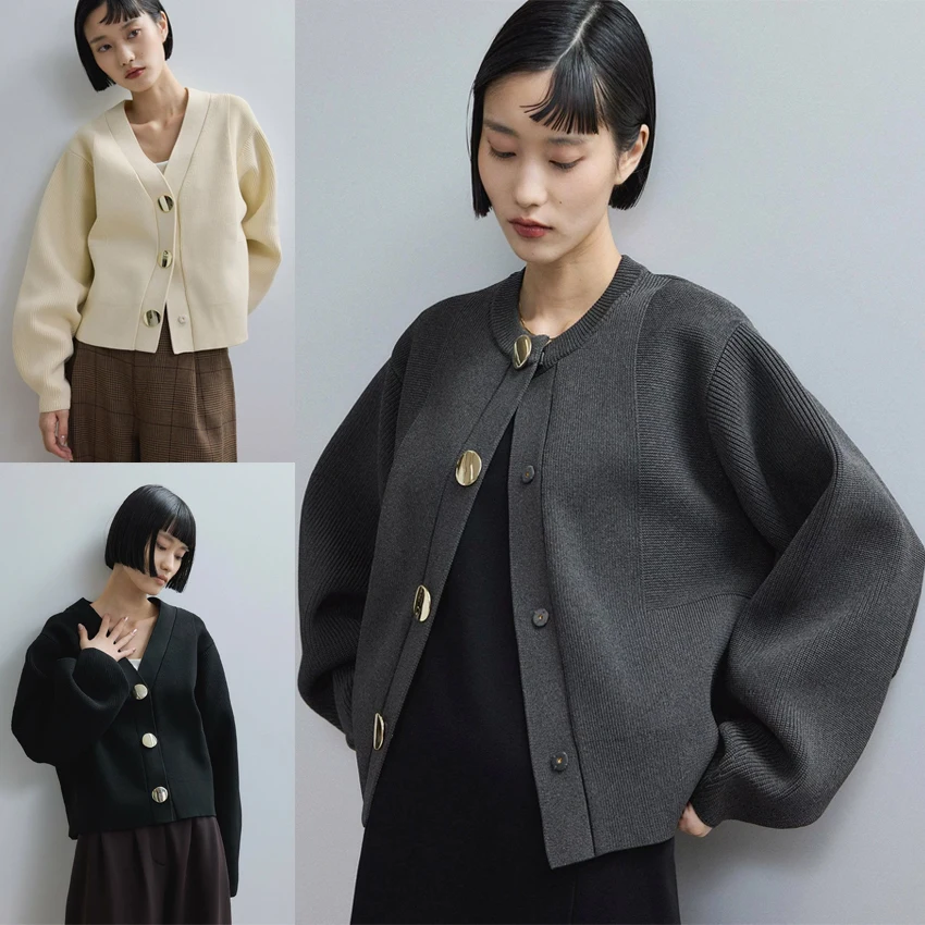 

Autumn Knitted Sweater Coat Women O-Neck Solid Color Button Up Versatile Japanese Korean Style Knitting Cardigan Tops Outerwear