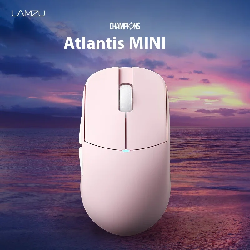 LAMZU Atlantis Mini Champion51g Lightweight Wireless Mouse Esports Wireless Mouse 3950 Optical Sensor Omron Light Apricot Powder