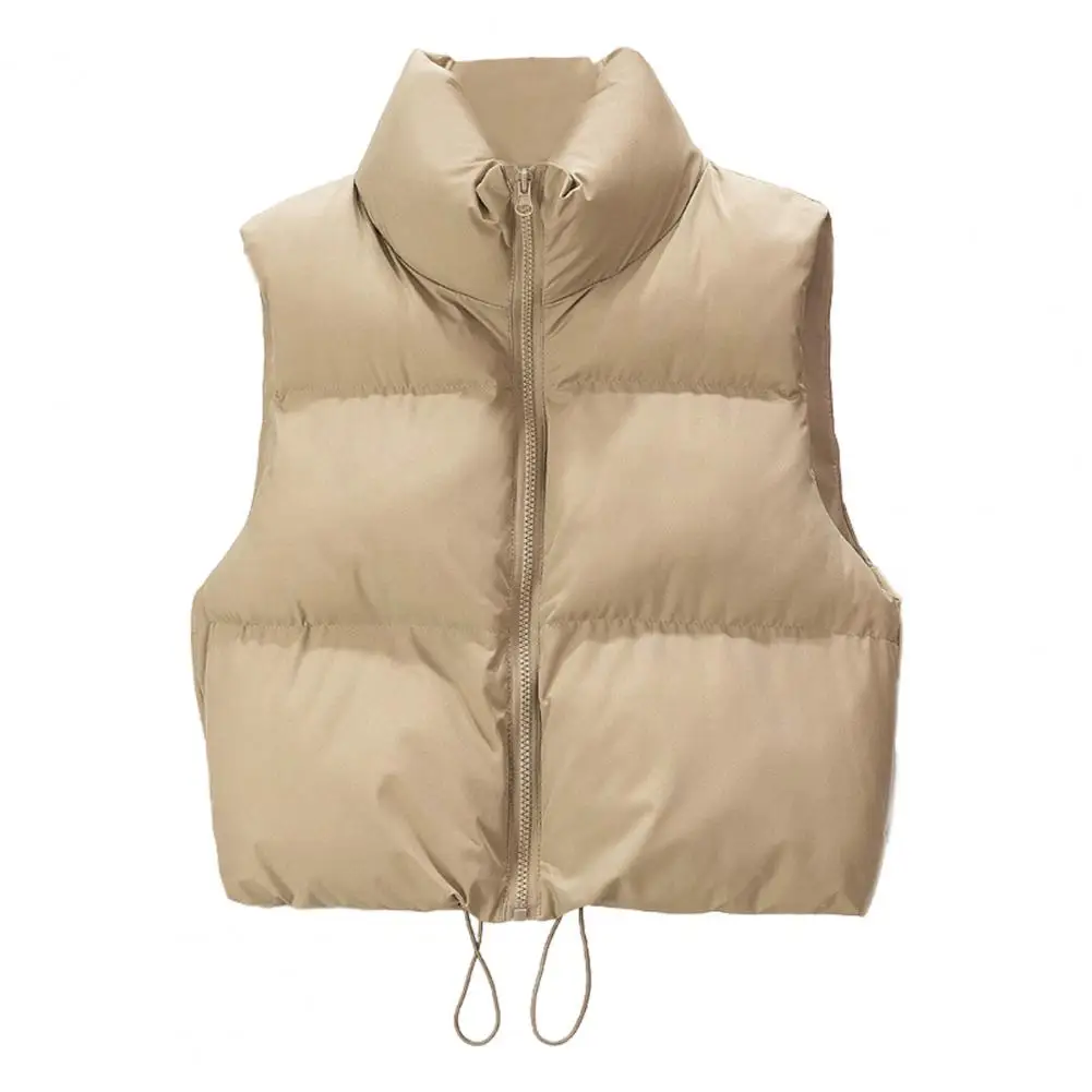 

Women Coat Women's Winter Padded Vest with Zipper Closure Stand-up Collar Solid Color Sleeveless Waistcoat for Outdoor