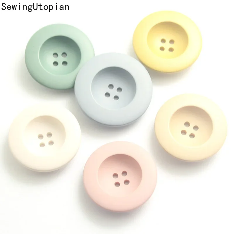 20PCS 4-Holes Buttons Four Eye Wide Edge Spray Color Resin Button Spot Wool Coat Windbreaker Button 18-30mm Craft Buttons