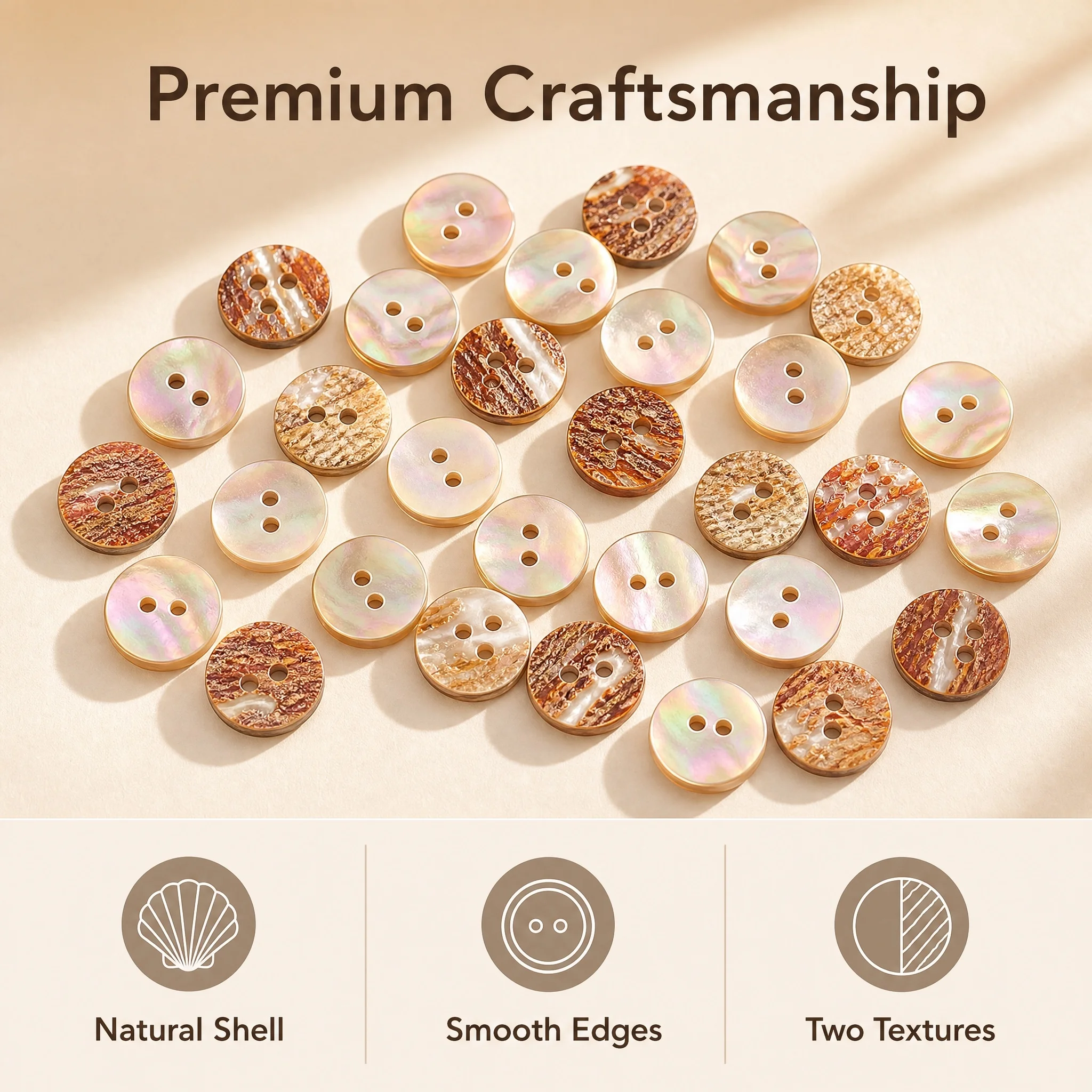 10Pcs Natural MOP Shell Button 12mm 0.3g Iridescent 2-Hole Sewing Button Vintage Craft Supply Boho Clothing Apparel Accessory