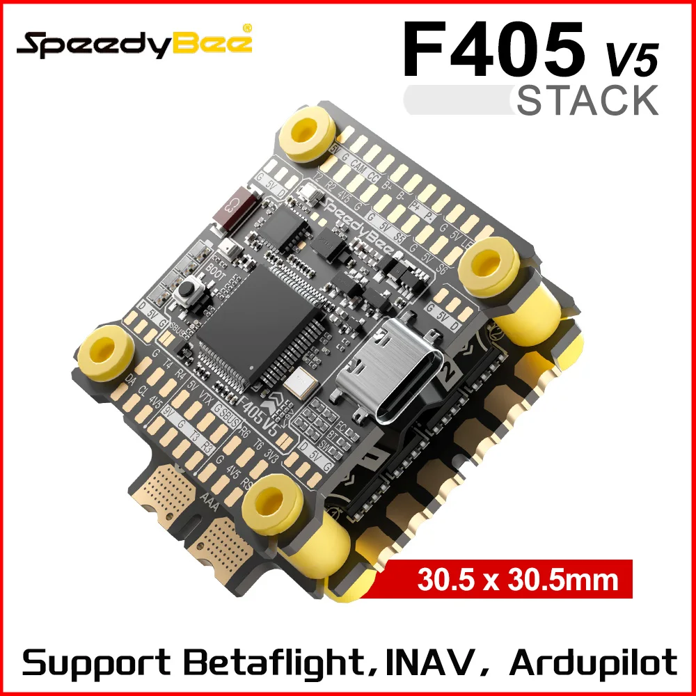 

SpeedyBee F405 V5 Stack F405 V5 FC 32-Bit 55A 4in1 ESC 3-6S LiPo 30.5x30.5mm 16MB ICM42688P Gyro For RC FPV Racing Drone