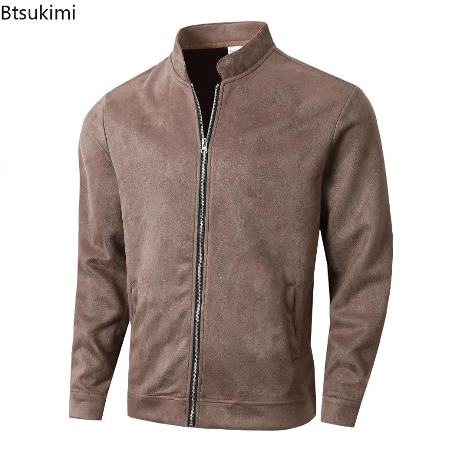 New Style Men's Slim Stand Collar Cardigan Jackets Autumn Winter Business Casual Zipper Pocket Coats 2025 Men Clothing Jackets