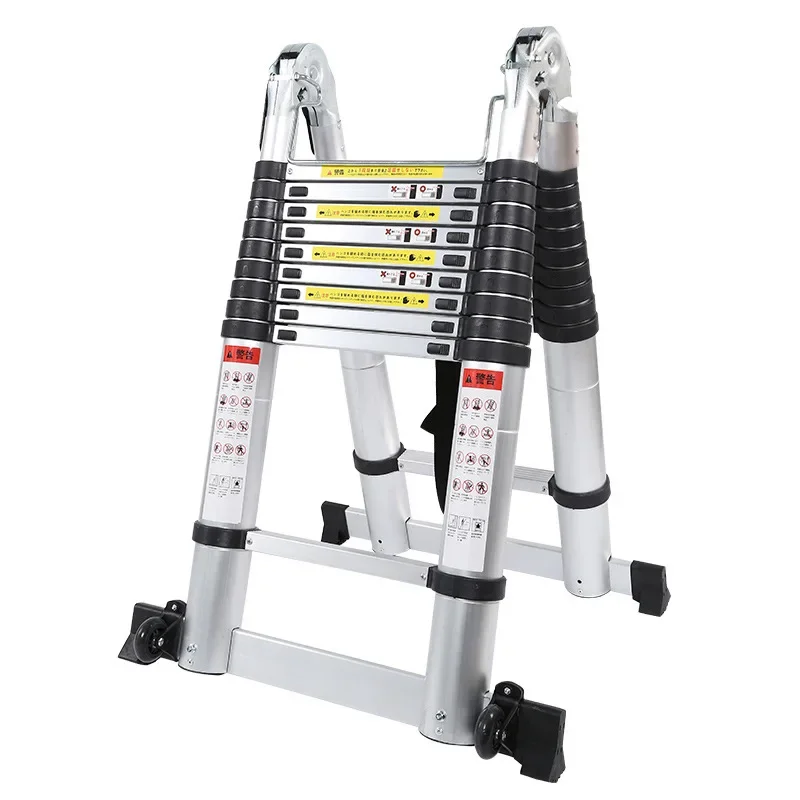 

2.5m ladder retractable folding aluminum herringbone ladder Telescopic Extension Tall Multi Purpose telescopic ladder step