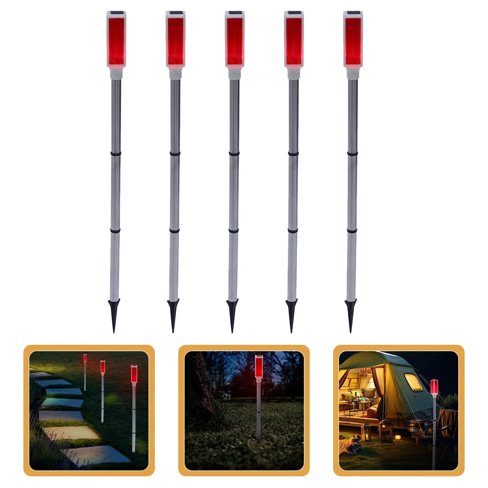 

5pcs Solar Roadblock Lights Red Plastic Reflective Exterior Pole Garden Traffic Led Flashing Warning Strobe Signal Outdoor