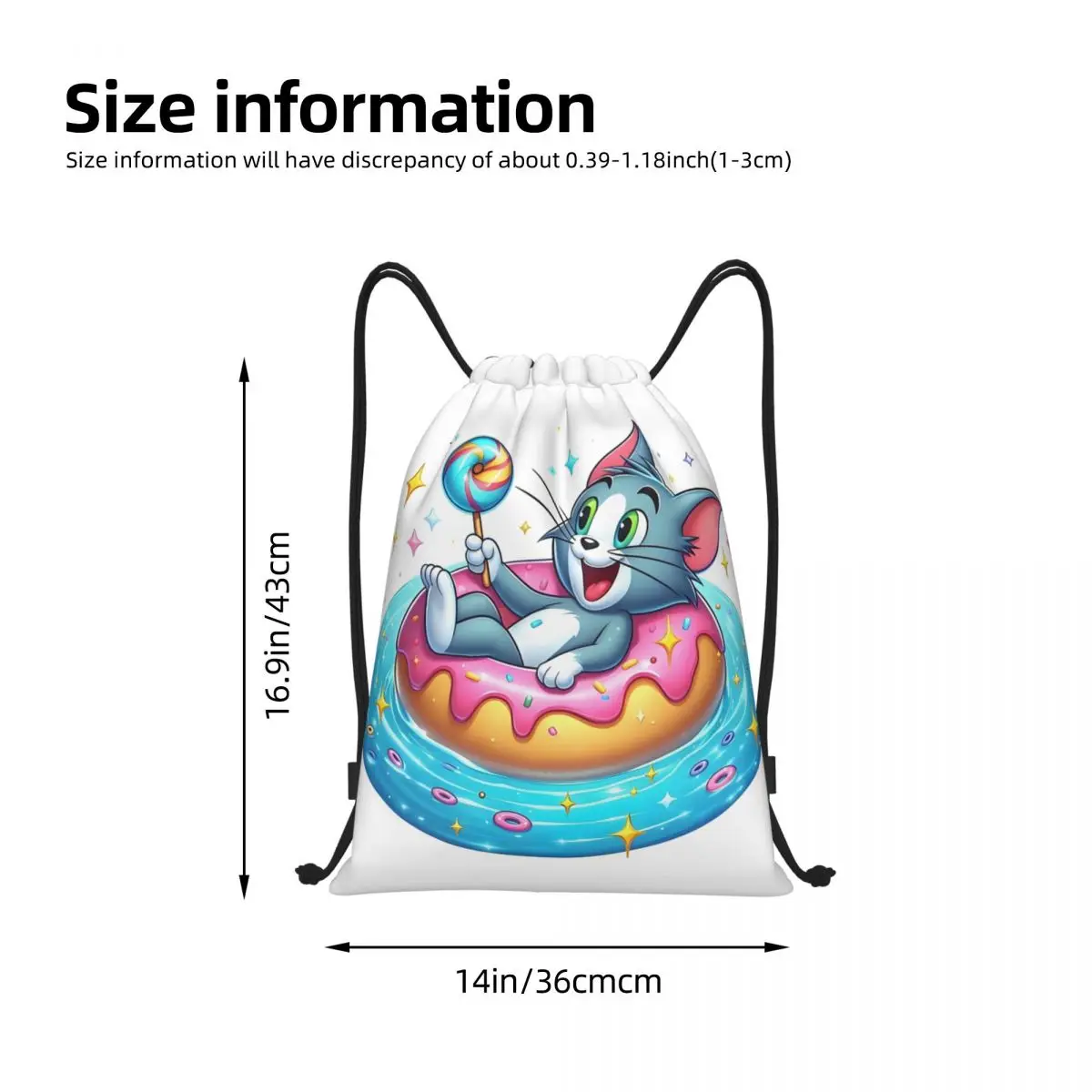 مخصص الكرتون توم وجيري الرباط أكياس الرجال النساء المحمولة رياضة الرياضة Sackpack أنيمي لطيف التدريب على ظهره