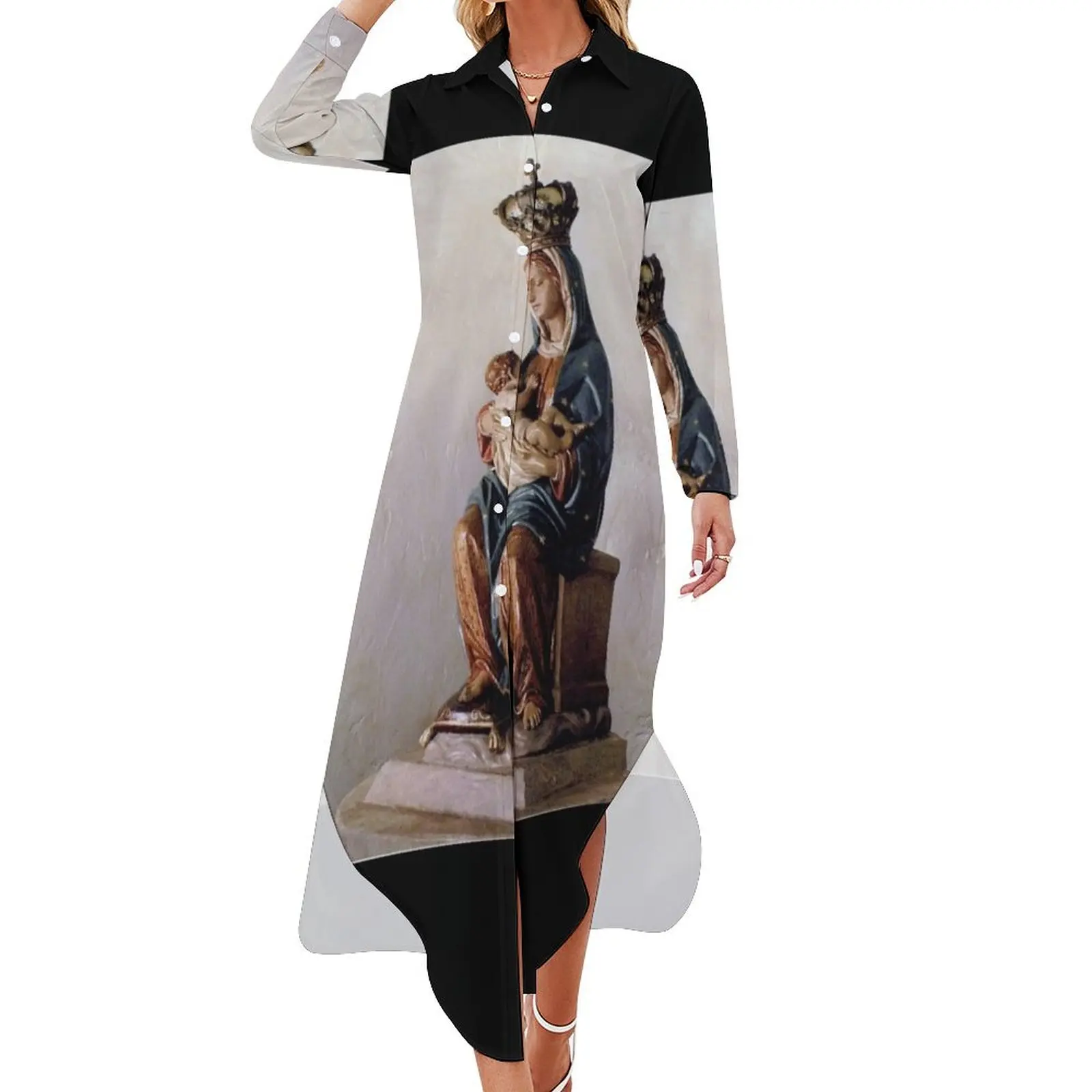 

Our Lady of La Leche (side view) Long Sleeved Shirt Dress party dresses women Female dress summer dresses women 2024