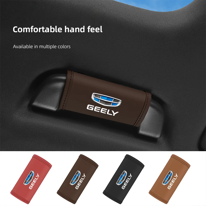 

2Pc Car Anti Slip Pull Glove Car Interior Leather Handle Protector Cover For Geely Coolray Geometry C GX3 Emgrand EC7 LC Panda