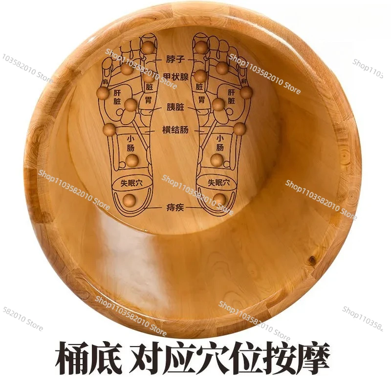 Solid Wood Foot Bath Bucket, Acupoint Model Wooden Tub for Foot Wash Relaxation