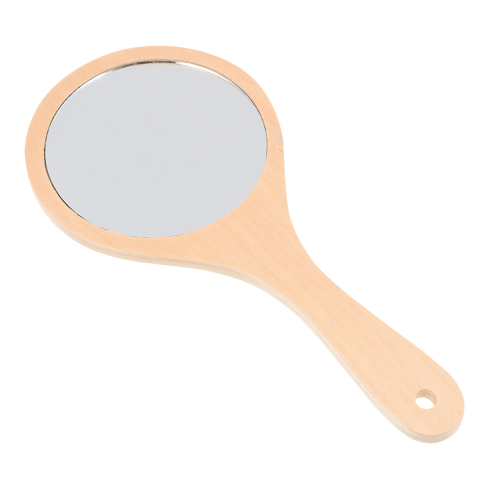 مرآة خشبية دائرية عصرية محمولة باليد وخفيفة الوزن مع سطح شفاف كريستالي مثالية كهدية للنساء والاستخدام اليومي
