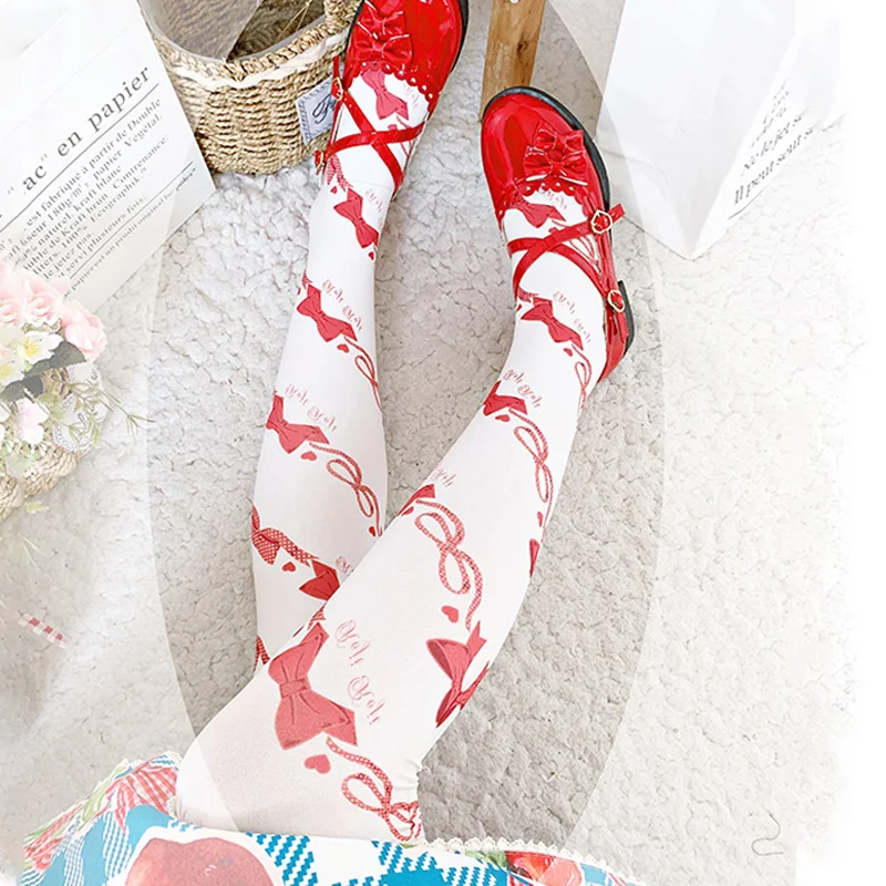 Lolita Gothic Velvet Overknee Thigh High Long Stockings Japanese Style Sweet Lolita Velvet Printing Socks Leggings Tube Socks
