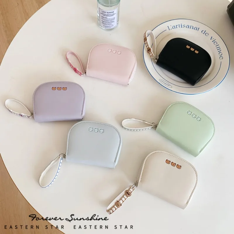 

Брелок с милым медведем, держатель для карт на молнии, кошелек, органайзер-аккордеон с несколькими слотами для девочек, фотокарта Kpop | Модный держатель из искусственной кожи