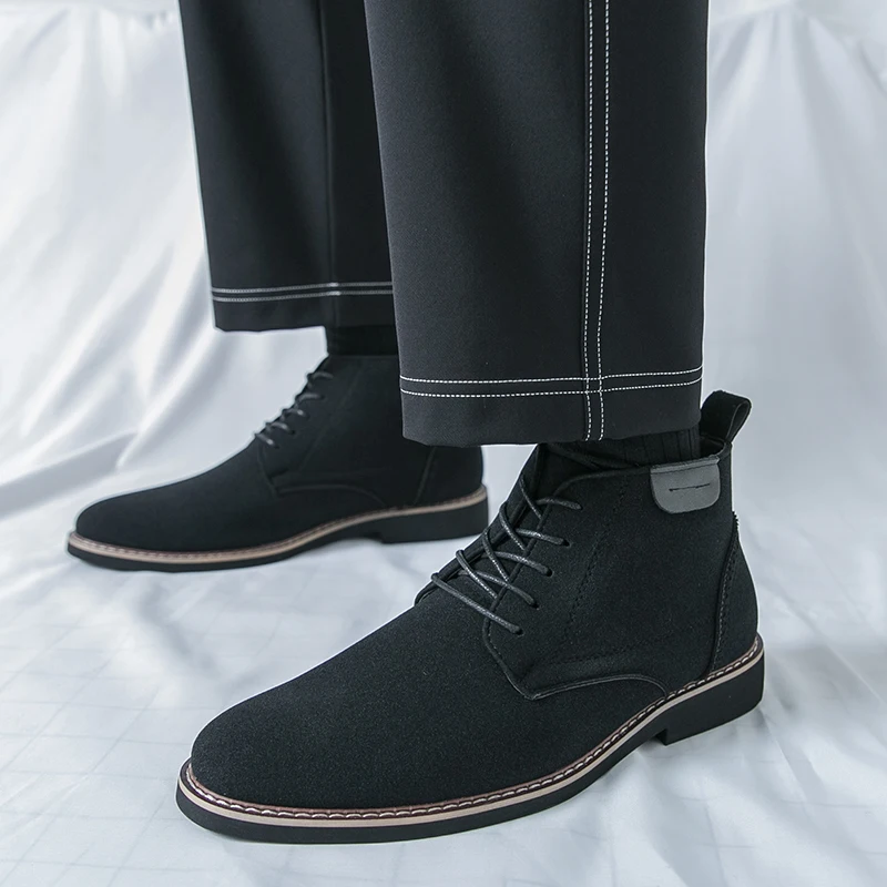 

Brand Office Business Classic Retro Style Comfort Boots for Men SuedeLeather Shoes Outdoor New Casual Lace Up Social Ankle Boots