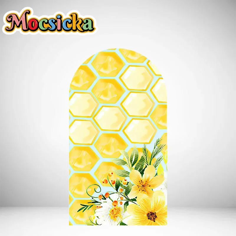 Mocsicka غطاء قوس على الوجهين التصوير خلفية لطيف ليتل النحل خلفية ديكورا الوليد حفلة عيد ميلاد استحمام الطفل الدعائم