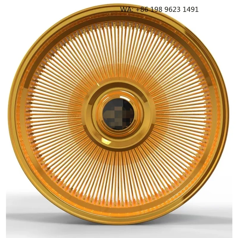 High-end customized deep concave forged alloy wheel hub, multi-inch single-piece sport rims, 5×3 PCD, gold polished finish