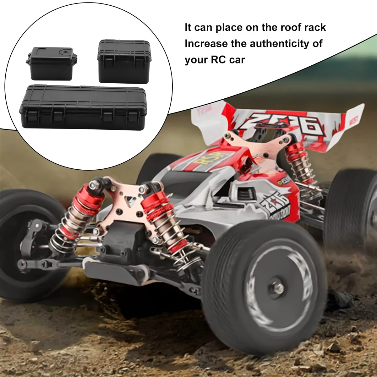 BAAA-3Pcs Plastic Rc Car Storage Box Decoration Tool for Traxxas Trx4 Axial Scx10 90046 D90 1/10 Rc Crawler Accessories Black