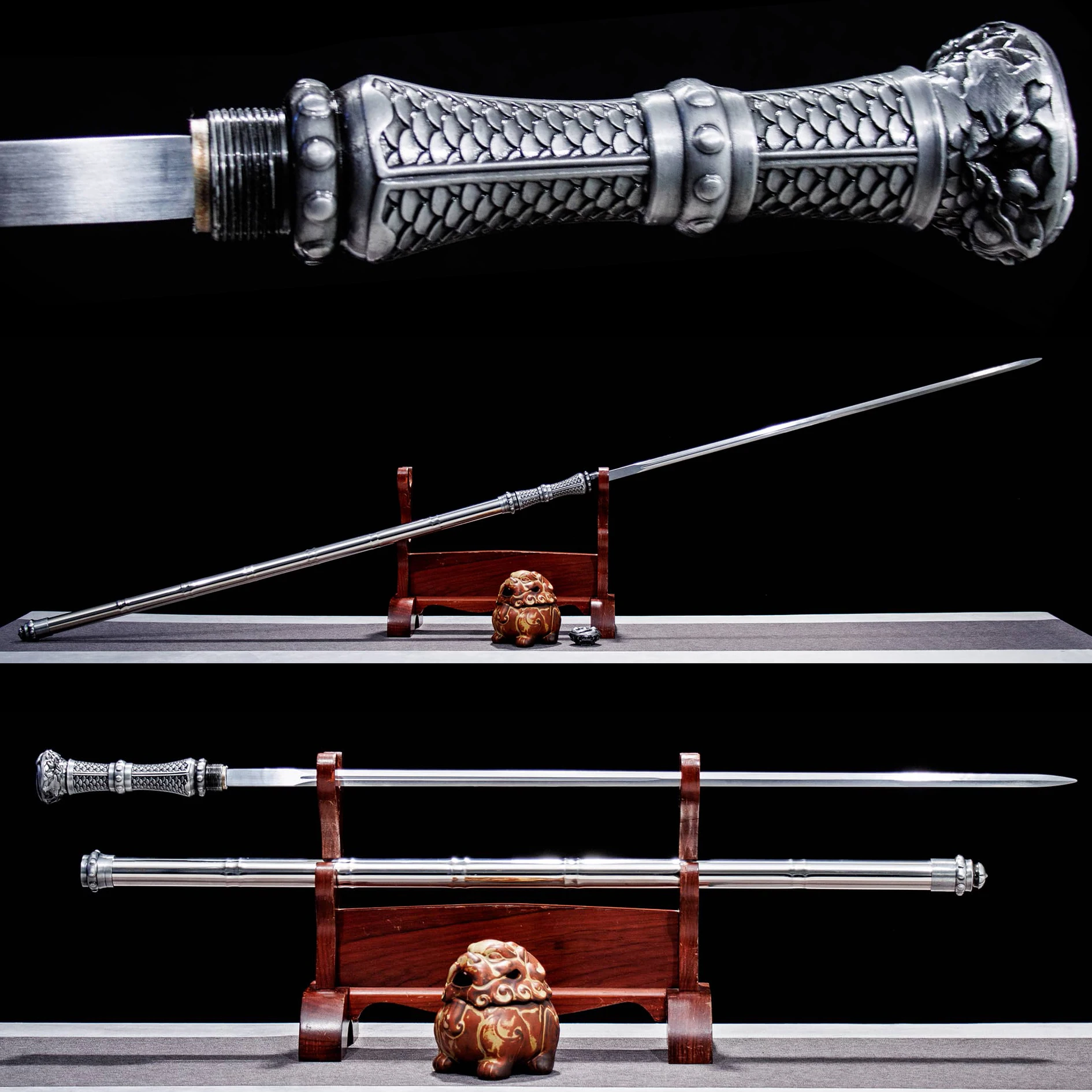 Espada samurái china, escala de dragón, personal de recepción inverso, espada katana, preparación de batalla, Tang completo, acero afilado con alto contenido de carbono