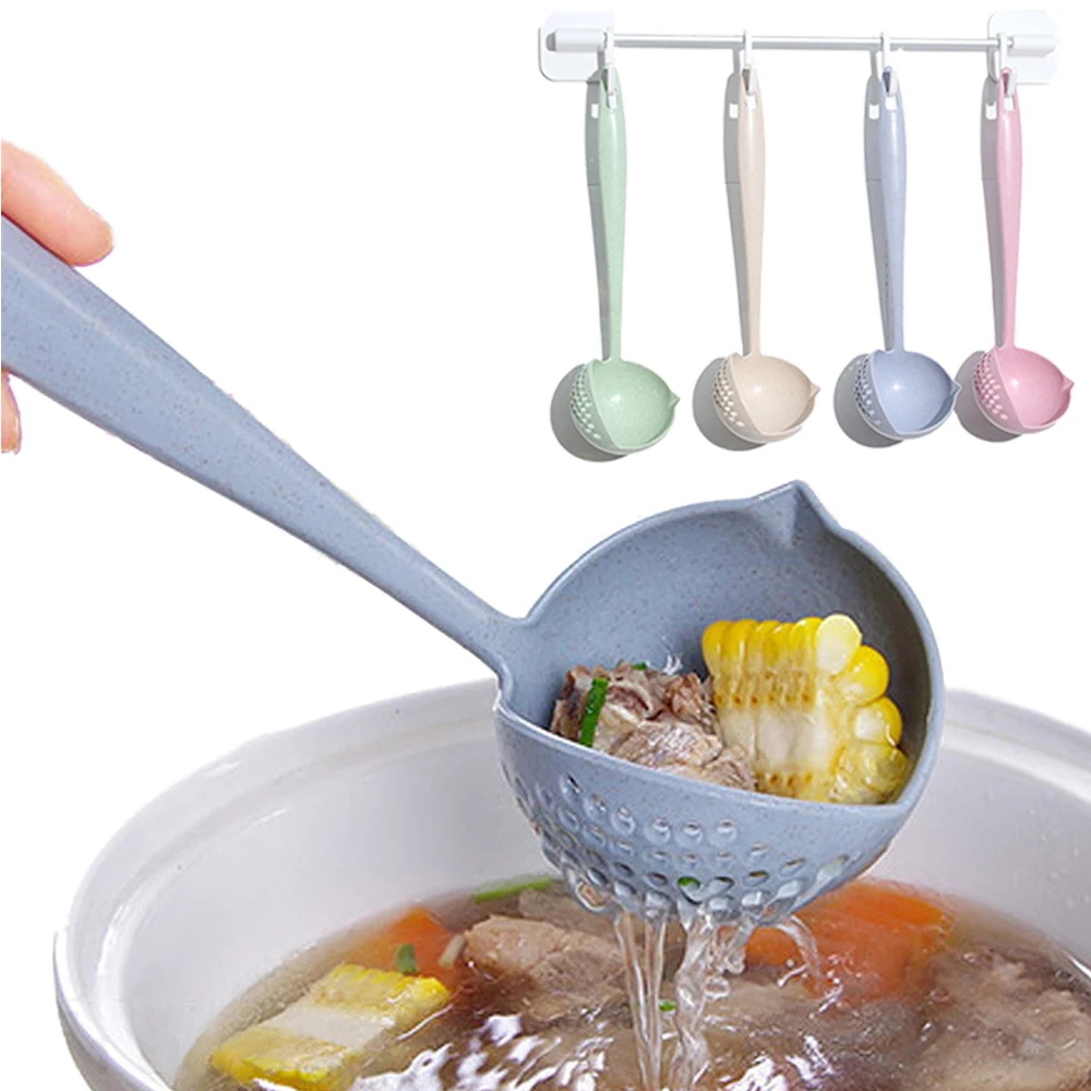 Soup Spoon Ladle Silicone Pot s With Long Handle  Home Strainer Utensils Cooking Colander  Kitchen Scoop Tableware Hot