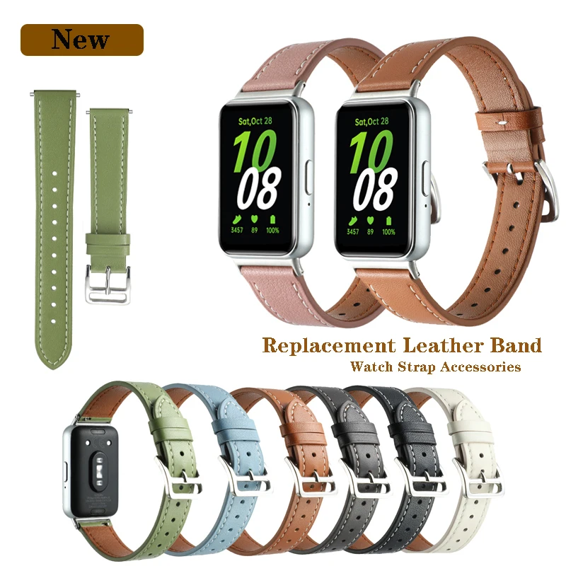 Watch Band Elegant Leather Strap For Samsung Galaxy Fit 3 / Fit3 SM-R390 With Connector