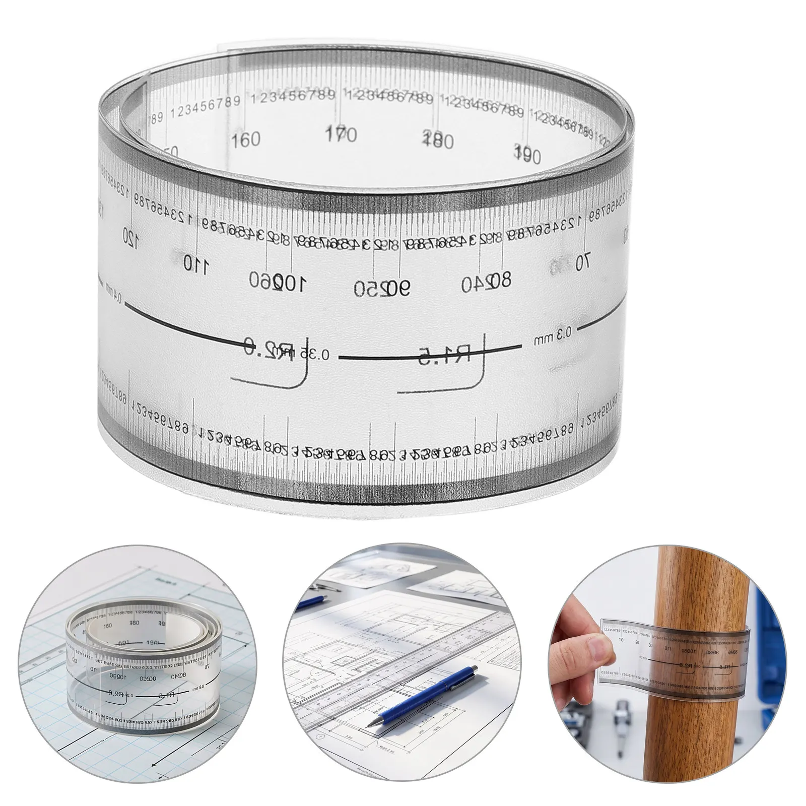 Waterproof Clear Plastic Folding Ruler Soft Flexible Straight Edge Calibration Measuring Tool Industrial Workshop School Office
