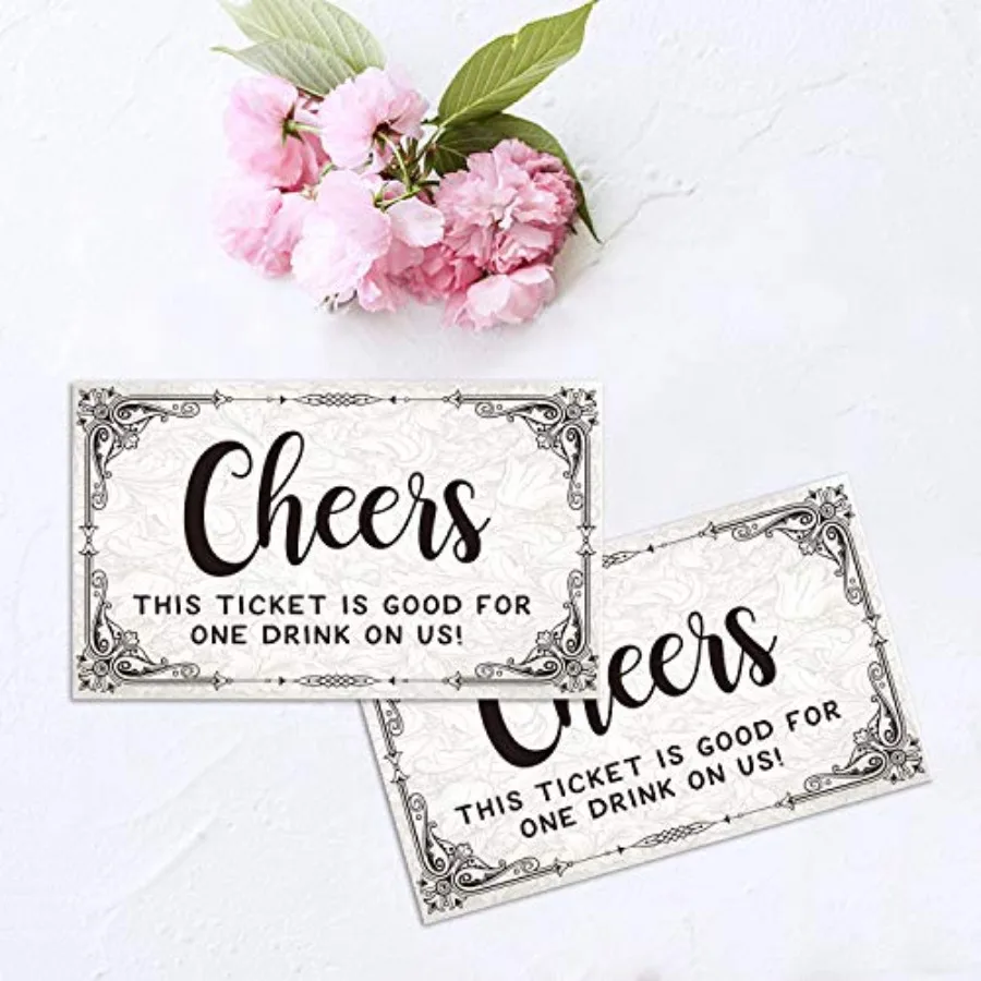 50 تذكرة للمشروبات المجانية - تذاكر مشروبات الحفلات لحفلات الزفاف والمناسبات والعمل وحفلات العمل. كحول نبيذ البيرة المجاني واحد #2