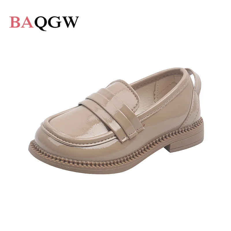 

Children Simple School Shoes for Boys and Girls Autumn Korean Style Solid Glossy Kids Fashion Soft Flat Casual Loafers Leather