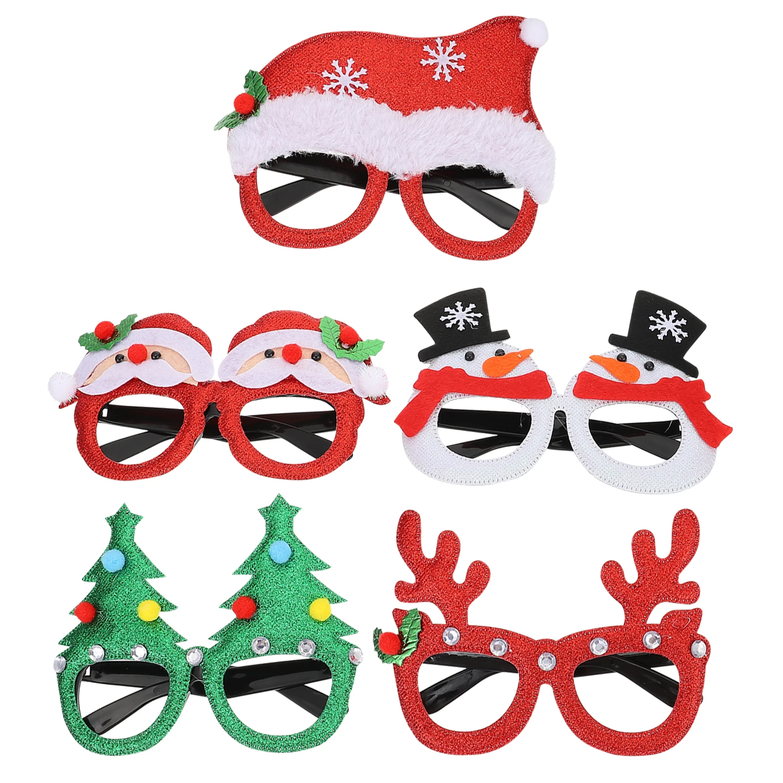 

5 Pairs Children Creative Glasses Props Eyeglasses Frames Decorations Party Photo Costume Accessories Christmas Fun Lightweight