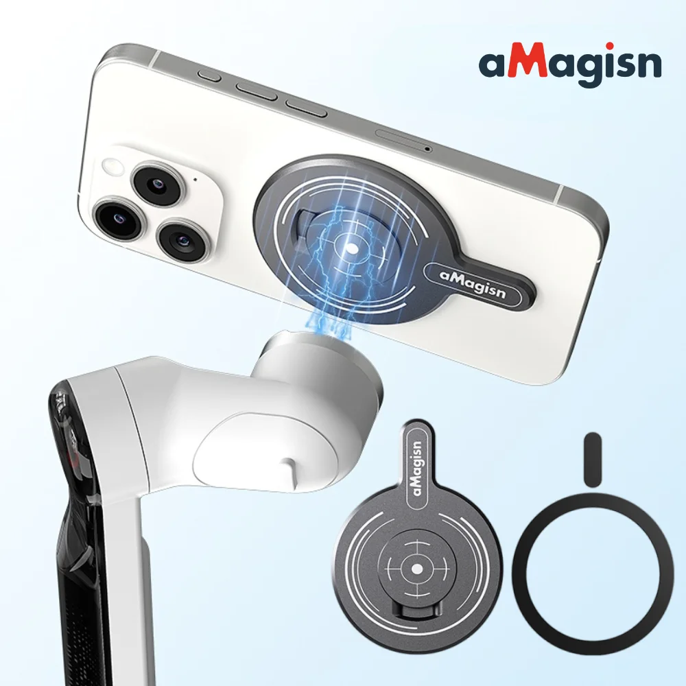 aMagisn Smartphone Magnetic Mount Adapter for Insta360 Flow Pro/Flow,Magnetic Plate with Metal Ring,for iPhone Samsung Motorola