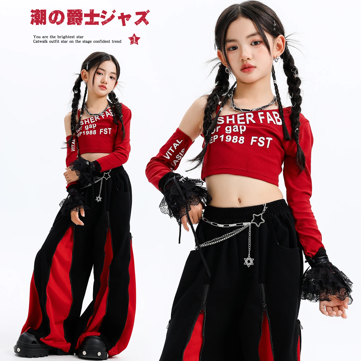 Mädchen K-pop Moderne Jazz Crop Tops Street Dance Cargo Hosen Kinder Hip Hop Jazz Mädchen Gruppe Kleidung Sets Kinder streetwear Kostüm