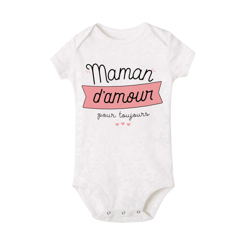 Mama I Love You Forever French Print Baby Bodysuit Newborn Short Sleeve Jumpsuit Infant Mothers Day Mommy Birthday Outfit Romper