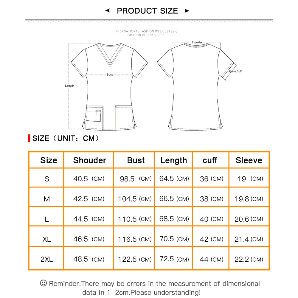 เสื้อสครับสีพื้นสำหรับผู้หญิงและผู้ชาย แขนสั้น มีกระเป๋าเสื้อ เสื้อผ้าสำหรับผ่าตัด คอวี ชุดยูนิฟอร์มทางการแพทย์สำหรับทุกเพศ เหมาะสำหรับทันตกรรม สัตวแพทย์ และศัลยกรรม