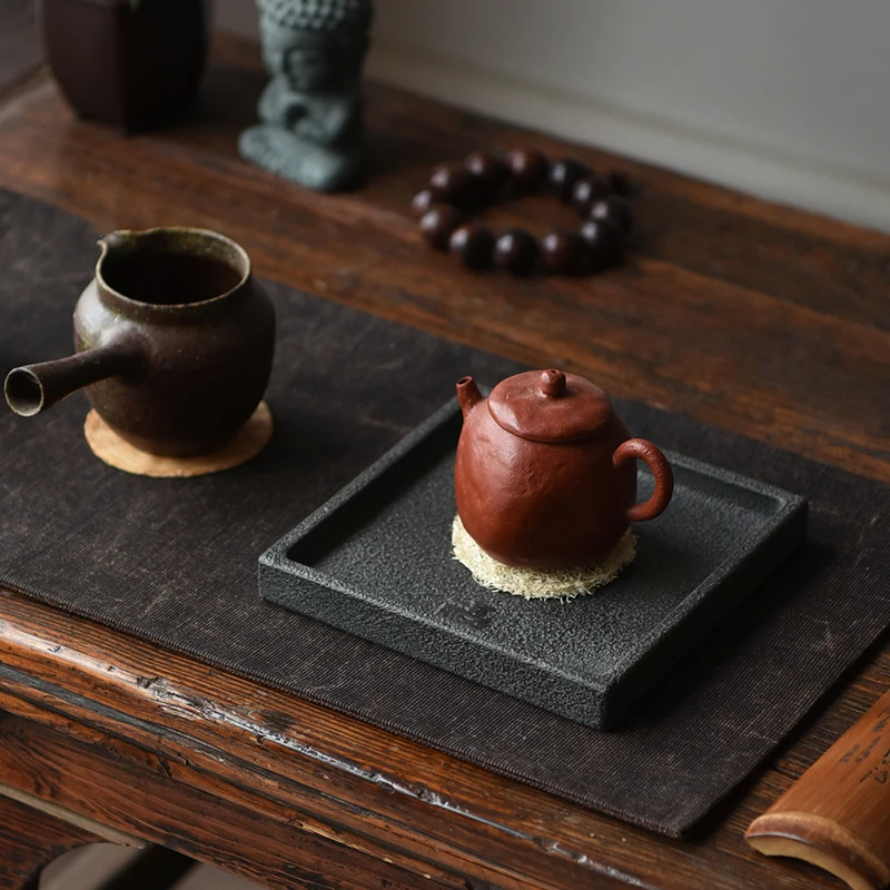 Tea Tray Stone Chinese Tea Set Kungfu Table Square Storage Tray Teaware ​Plate Teapot Saucer Home Decorative Office Accessorie