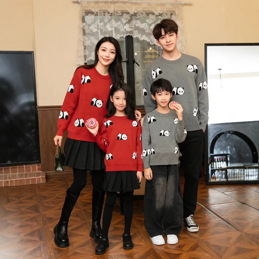 

2026 Fall Winter Family Matching Set - Parent Child Matching Sweaters Long Sleeve Knitwear Warm Thickened Pullover Top