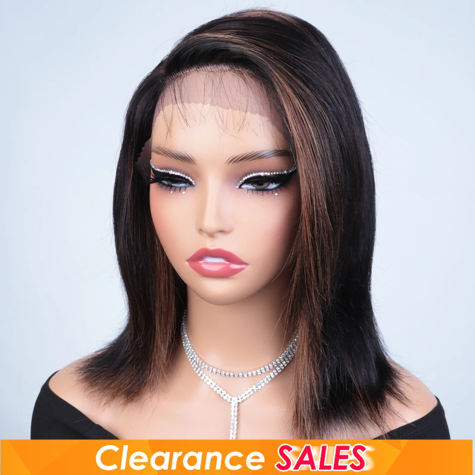 FF30 العظام مستقيم الشعر عابث قصيرة قطع الشعر البشري الدانتيل الباروكات مستقيم بوب الدانتيل الباروكات الجانب جزء 13X6X1 مستقيم الدانتيل الجبهة الباروكات #5