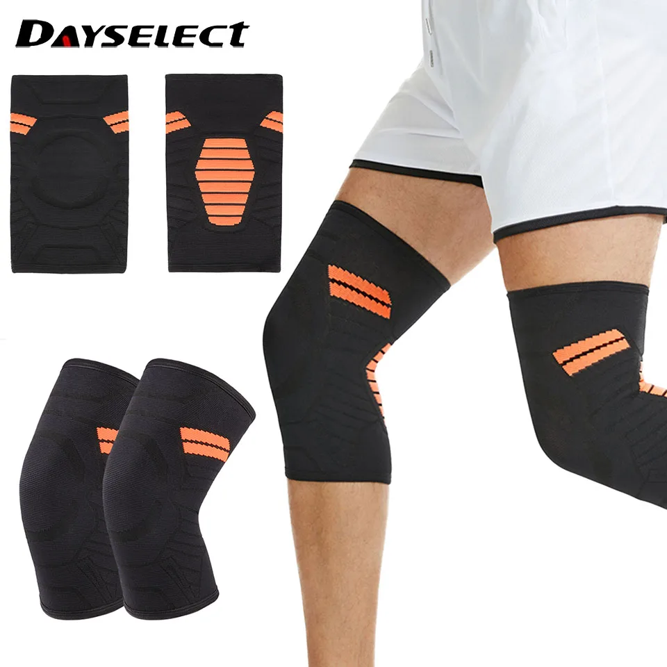 1/2Pcs Breathable Knee Pads Nylon Pressurized Silicone Anti-slip Knitted Knee Support Fitness Hiking Running Basketball Unisex
