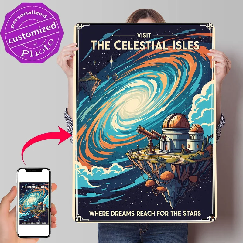 Visit the Celestial Isles Retro 3D Printed Texture Poster Personalized Wall Art Retro Metal Tin Signs for Bedroom Decorations