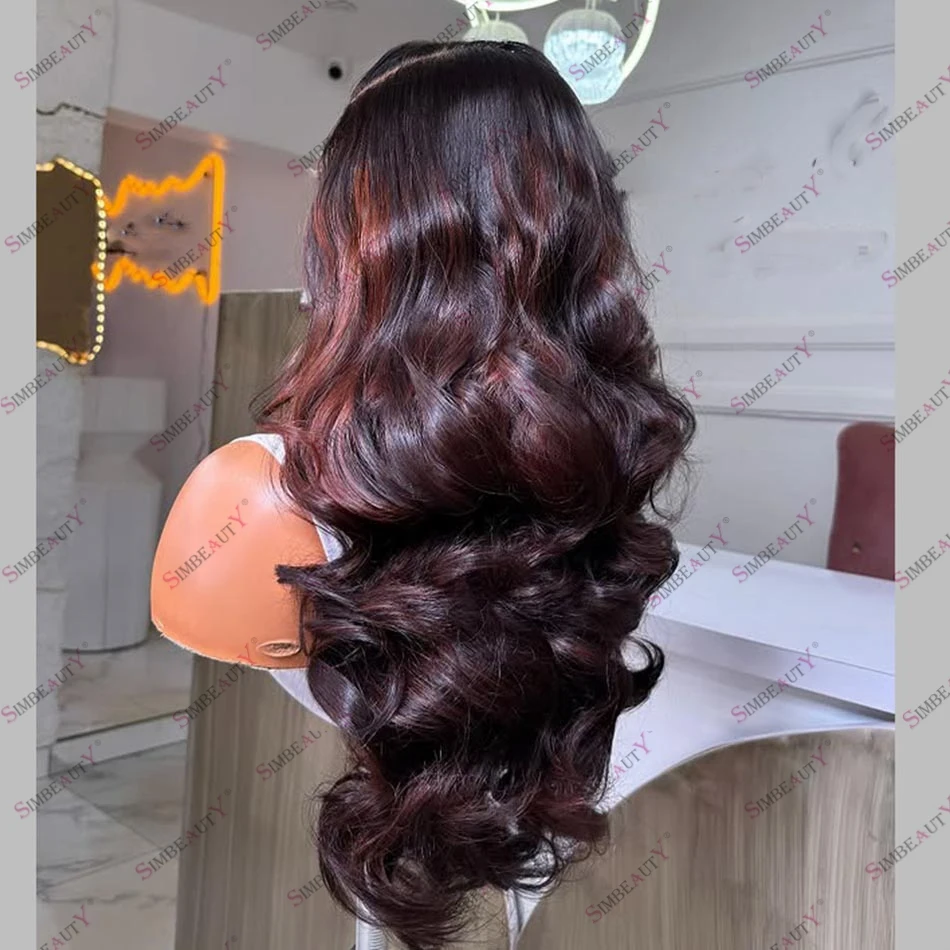 سوبر متموج تسليط الضوء على النحاس براون الشعر البشري الدانتيل الجبهة الباروكات للنساء 1B/33 موجة الشعر 360 الدانتيل الباروكات الأمامية آلة صنع U جزء #4