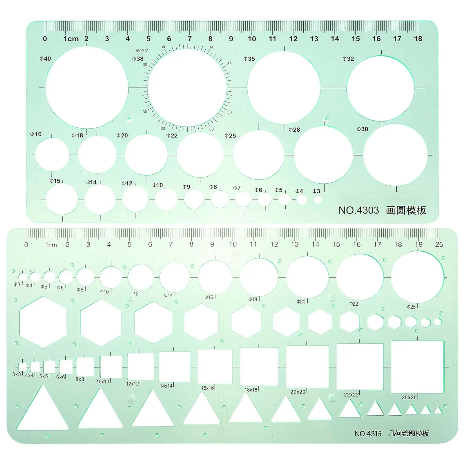 2 Pcs Round Rulers Plastic Drawing Stencils Tools Engineering Student Supplies Circular Measuring Instruments Gifts