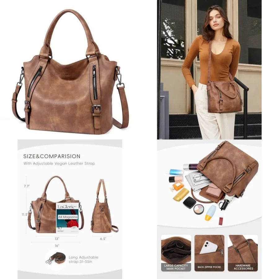 

CLUCI Purses for Women, Large Hobo Bags, Multiple Pockets Tote Handbags, Water Repellent Shoulder Bag with Adjustable Strap