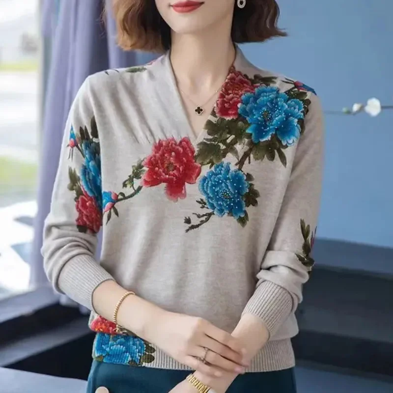 2024  Autumn Winter Thicken Warm Pullovers Sweater Middle-Aged Women Knitted Bottoming Shirt Female Casual Loose Sweater Ladies