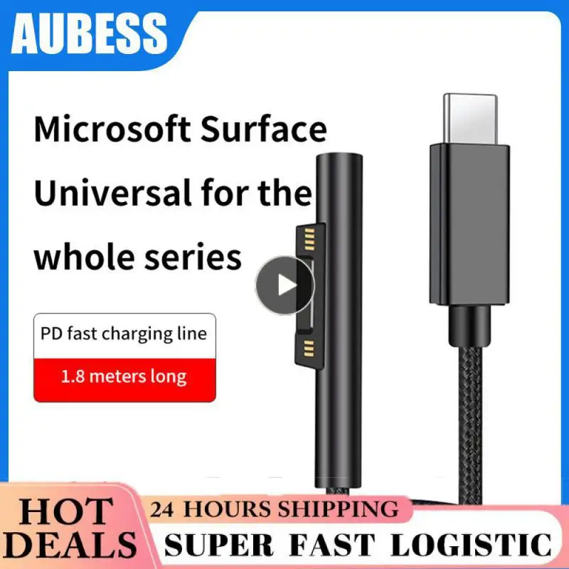 180CM Charger Adapter USB Type C PD Fast Charging Cable Power Supply For Microsoft Surface 7/6/5/4/3 Book/Book 2