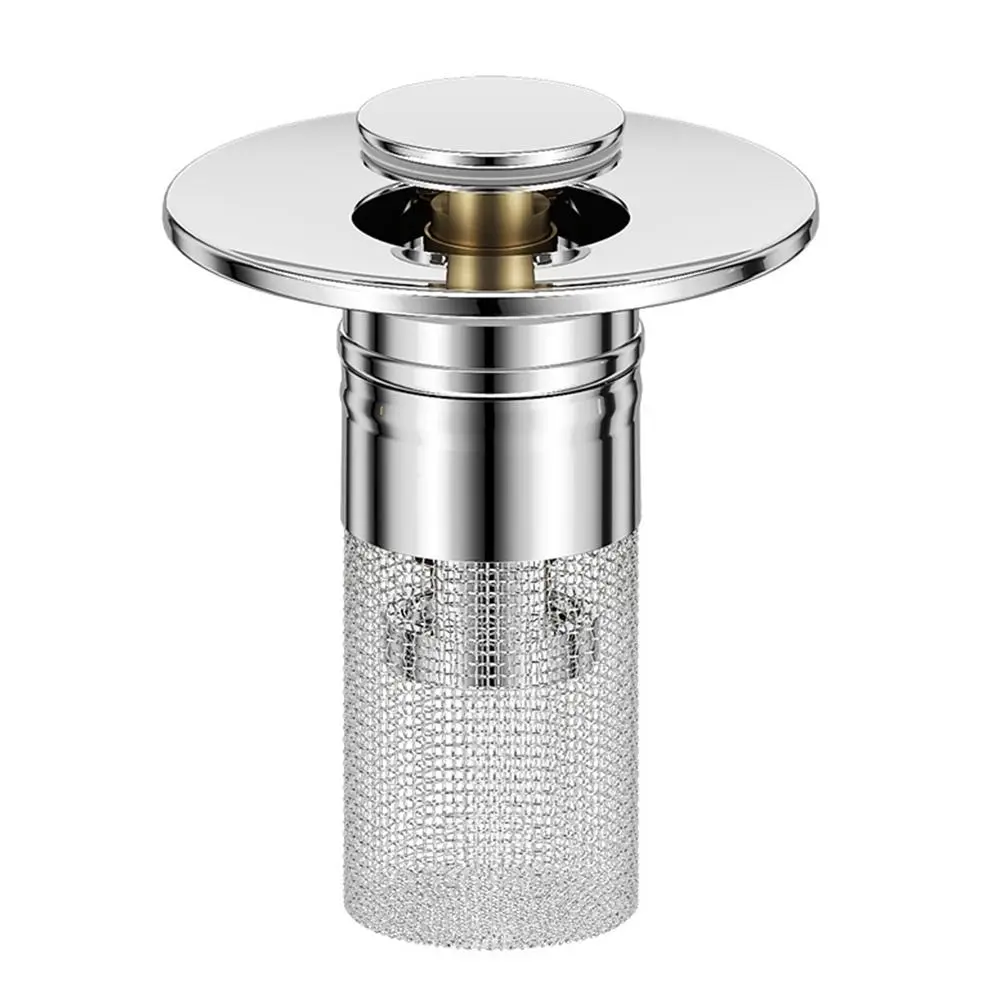 Anti-clog Floor Drain Filter Mesh Hair Trap Stainless Steel Washbasin Bounce Core Multifunctional Pop Up Drain Filter