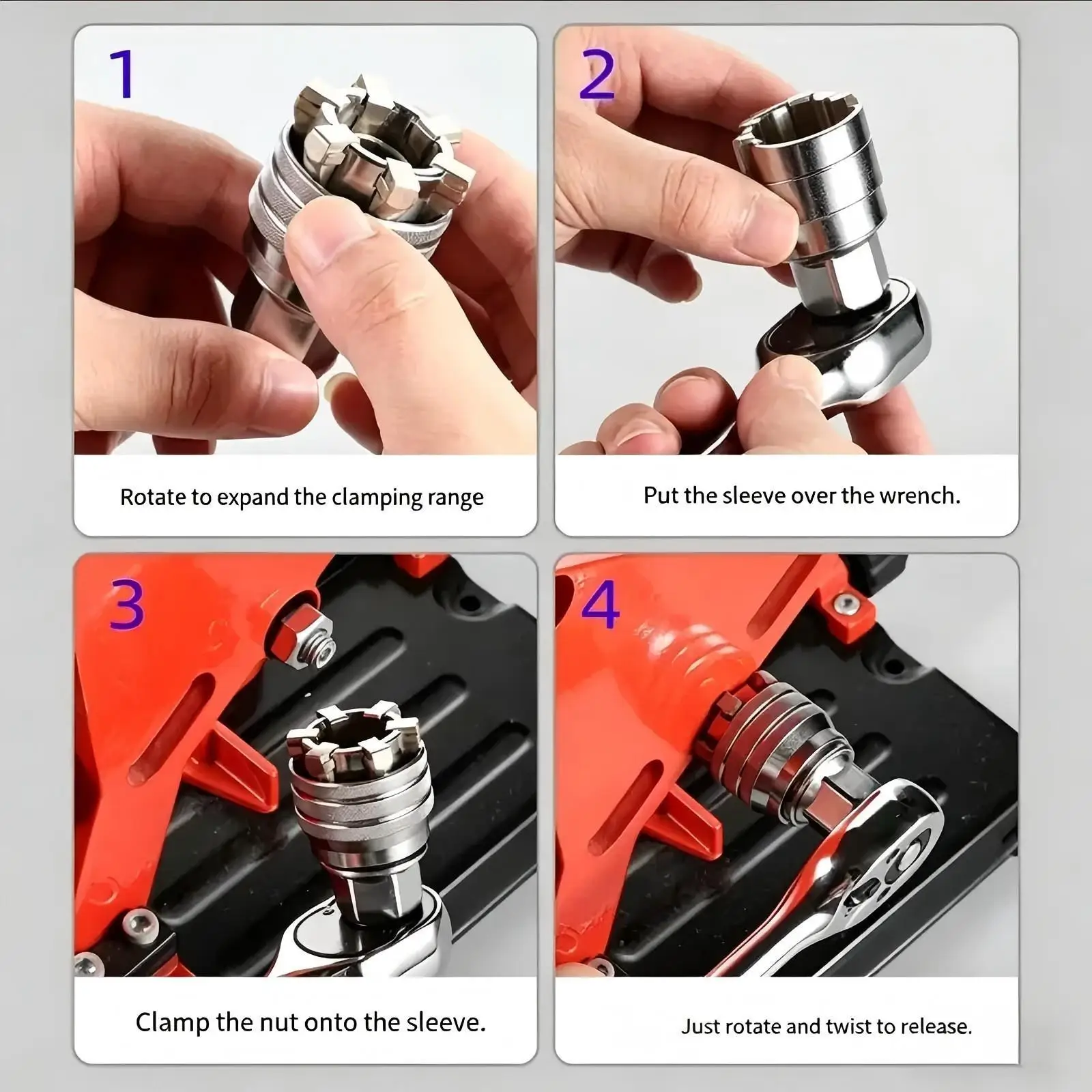 Multi-Function Universal Socket Wrench Adjustable Hand Tool for 3/8 Inch Drive Ratchet Torque Wrench Power Drill Adapter Universal Maintenance Repair Hardware Tool Practical DIY Gadget Men Fathers Day Gift view 3