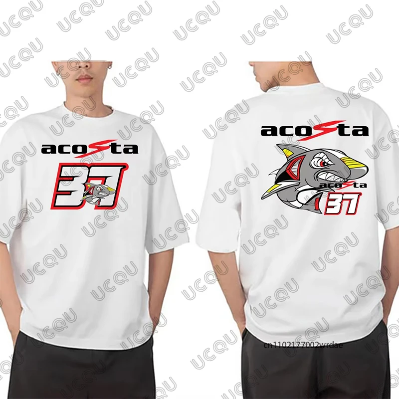 

Pedro Acosta #37 Shark 37 GP Race Riding T-Shirt For Men Summer Short Sleeve Sport Casual White Tees Hip Hop Motorcycle Tops