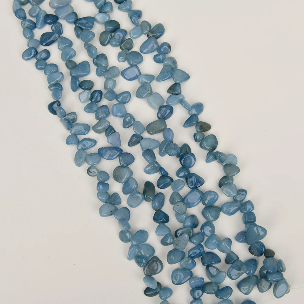 APDGG 5 Strands Blue Jade Aquamarine Color Polished Top-drilled Freeform Nugget Loose Beads 16