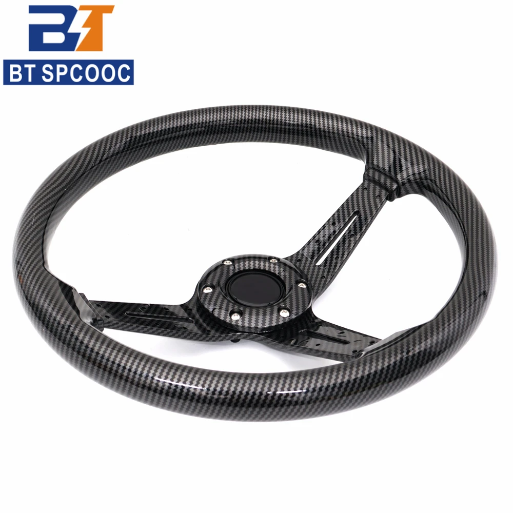 NO Logo ABS Carbon Look 14inch 340mm Racing Drift Steering Wheel Deep Corn Universal Car Accessories