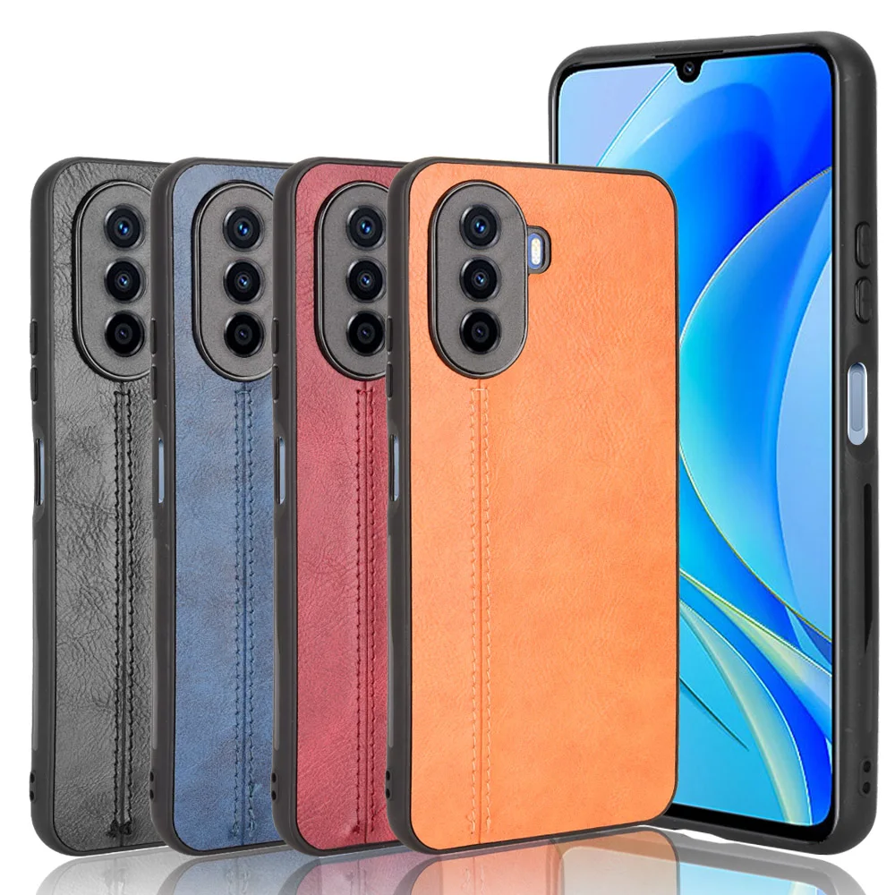 For Huawei Nova Y70 Plus Case Suture Soft Edge PU Leather Hard Phone Cover For Huawei Nova Y70 Plus Y70Plus NovaY70 Y 70 Case