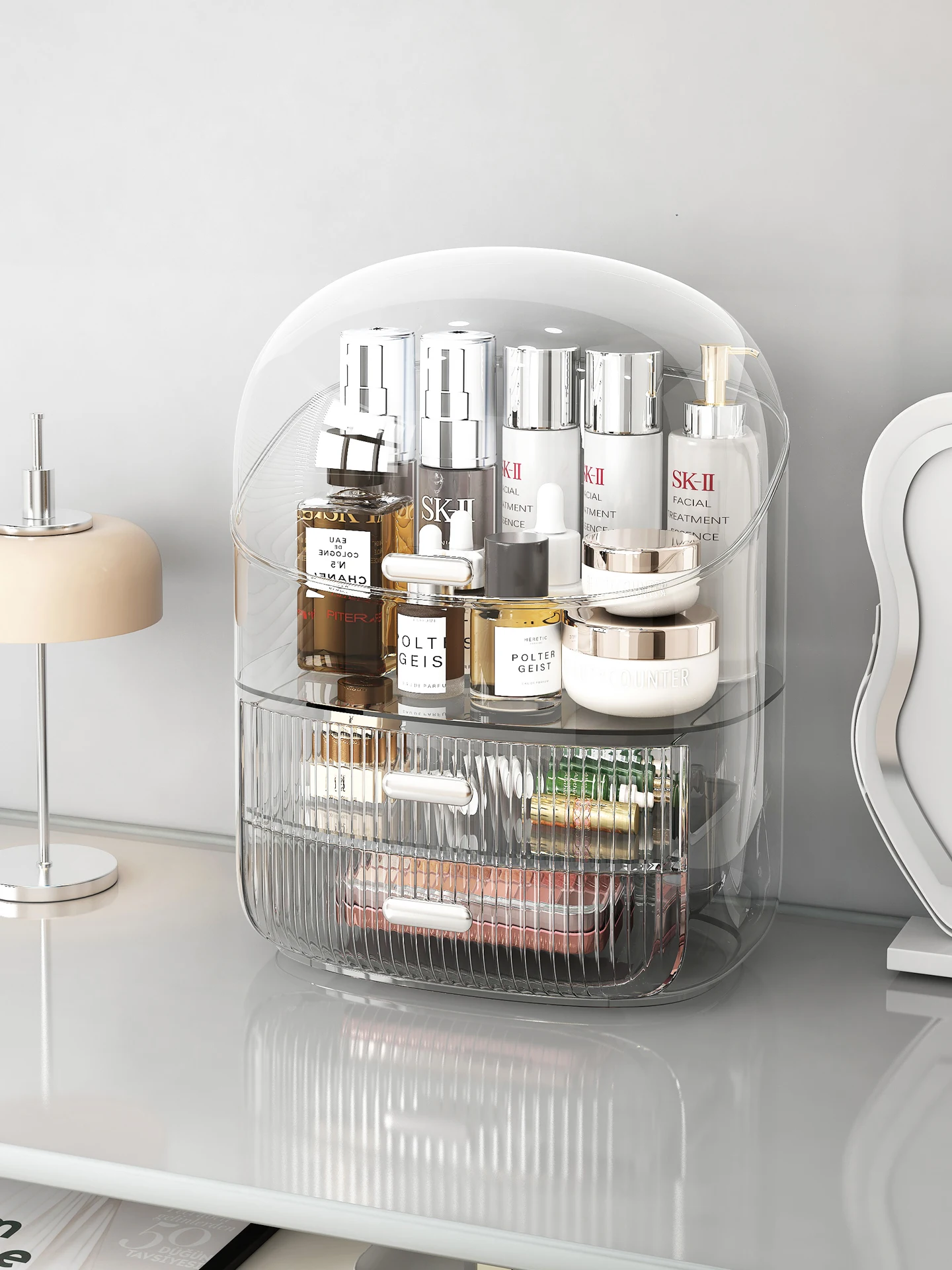 

Acrylic Cosmetic Storage Box Large Capaci Transparent Desktop eup Desk Skincare Product Organizer Dustproof eup Bru