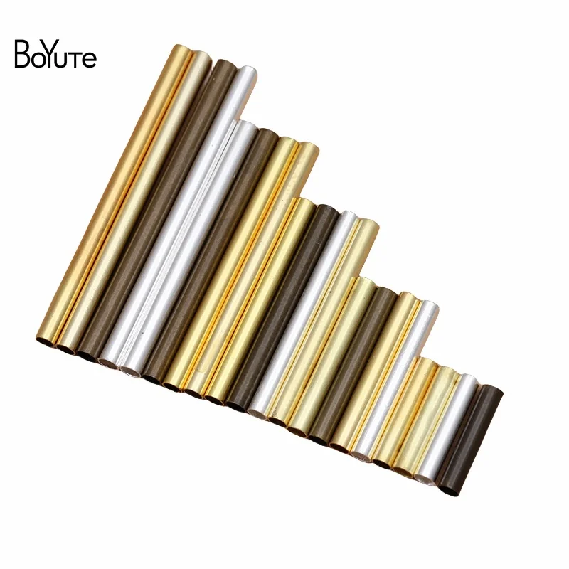 BoYuTe (500 Pieces/Lot) 8-10-15-20-25-30MM Length Metal Brass Tube Materials DIY Hand Made Jewelry Accessories Parts