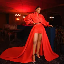 Red High Low Women Skirts Long Maxi Skirt 2024 Spring Design Women Bottom Female Faldas para mujeres Party Skirt Without Top